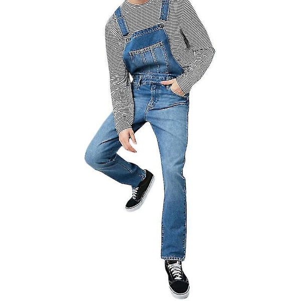 Løse Denim Bib Overalls med Seler - Mænds Mørkeblå 3XL