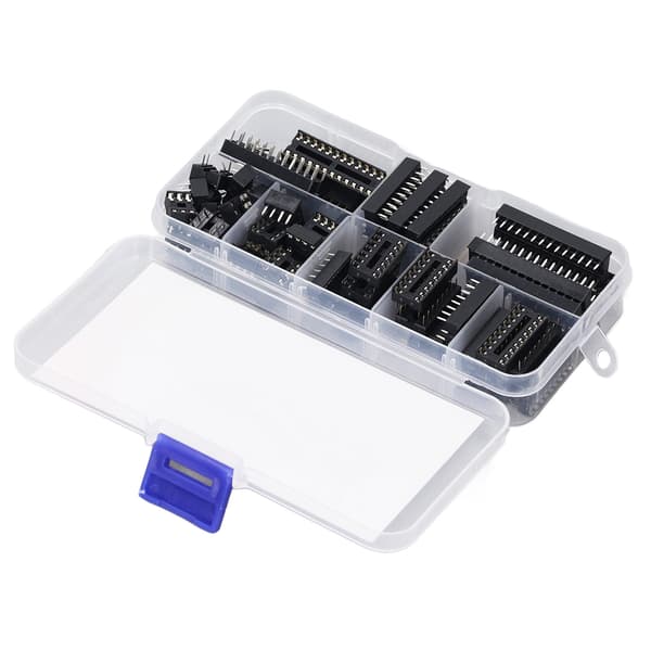 66 stk. IC-chip-sokkel isoleret plast fladstift IC-sortimentssæt kredsløbskomponenter 6P til 28P