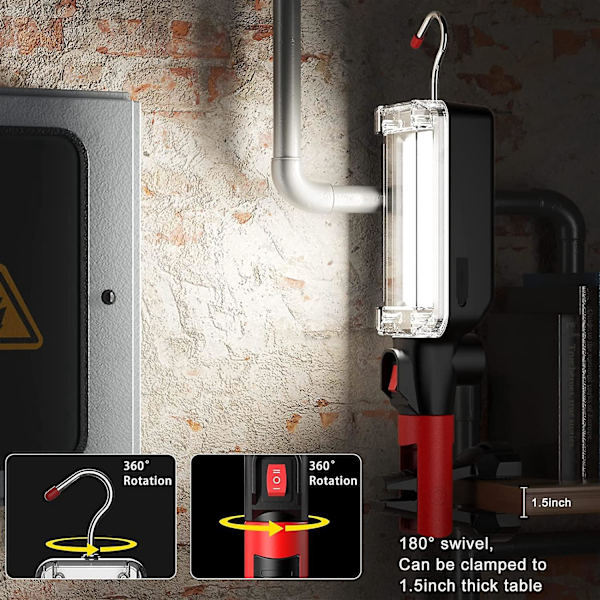 Super Lys Genopladelig LED Arbejdslampe - 1500lm, Magnetisk Base