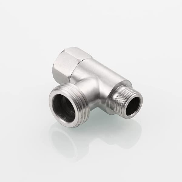 3-vägs 3/8\" och 1/2\" 3-vägs adapter T-koppling Rostfritt stål 3/8\" Vattenledning T-koppling Borstad nickel