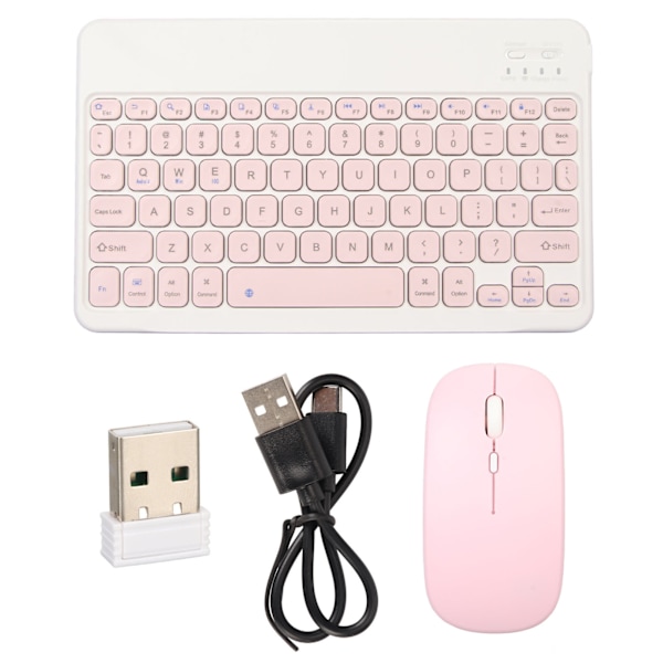 Trådløst tastatur og mus-kombination - bærbar matchende tastatur og mus til pc-bærbar computer i pink