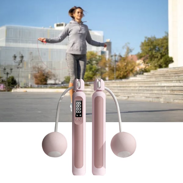 Hopprep med räknare Uppladdningsbar sladdlös viktad smart hopprep för konditionsträning inomhus utomhus rosa