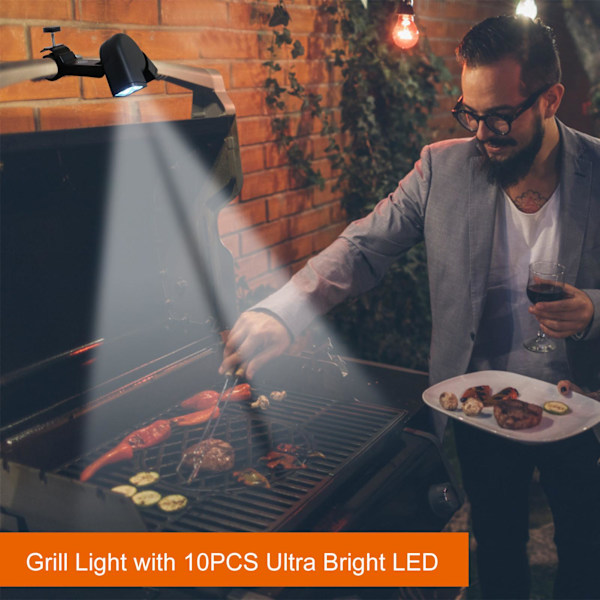 Grillljus för grillning Vattentät Superljus Grill LED-lampa Värmebeständig Flexibel Grillningslampa för utomhusmatlagning