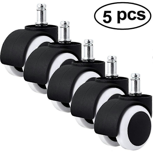 Sopivat toimistotuolin pyörät (5 kpl), Hiljaiset kovat lattiapyörät Kääntyvät tuolin pyörät 11mm / 50mm pyörä