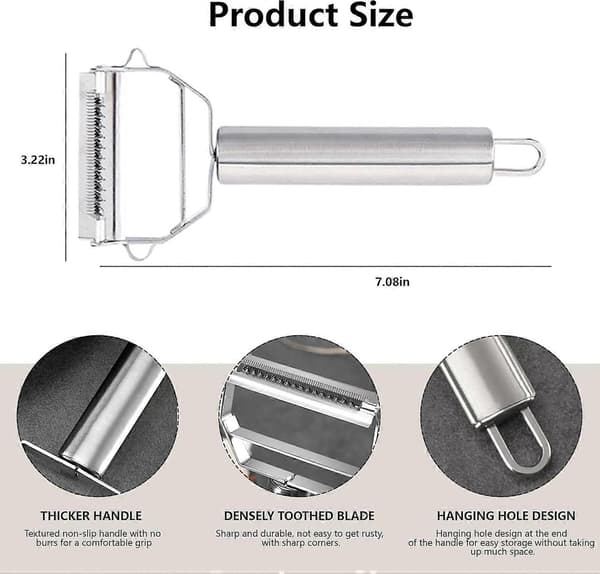 Multifunctional Stainless Steel Julienne Peeler, Vegetable Peeler, Double Planer, Grater, Kitchen Utensil, Cooking Tool