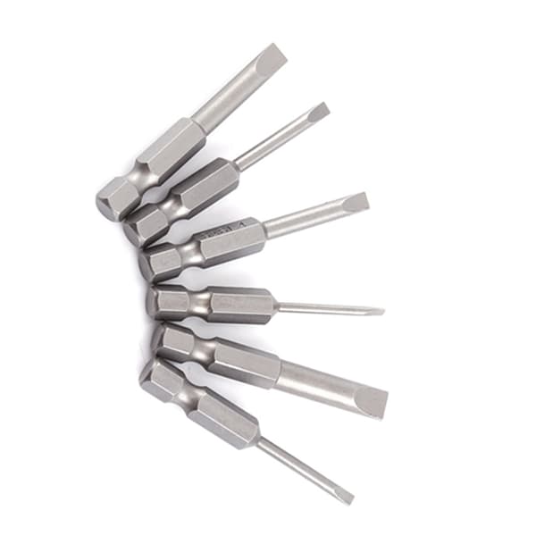 6 stk. 50 mm 2.0-6.0 mm 0.25\" Hex Skaft S2 Legering Fladt Hoved Magnetisk Tip Lige Kærv Skruetrækker Bits
