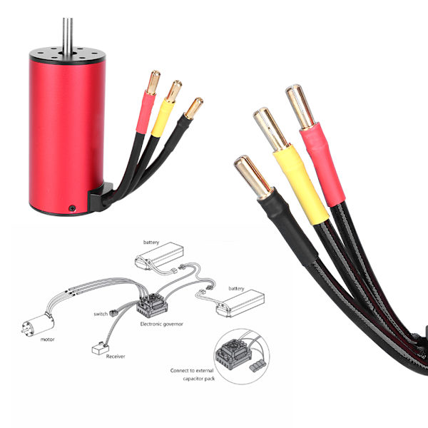 1100W 4-polet HH3674 børsteløs motor for 1/10 1/8 RC-bilbåter reservedeler 2650KV