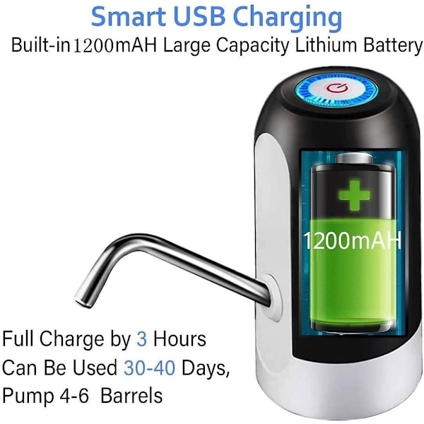 Bærbar Elektrisk Vannkjøler - USB-Lading, Automatisk Vannpumpe, 5 Gallons Vannflaskebryter