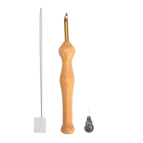 Neulonta Kirjontakynä Punch Neula Pujotajan Set DIY Puinen Kahva Kudonta Ompeluhututus Neula Pujotajan Set