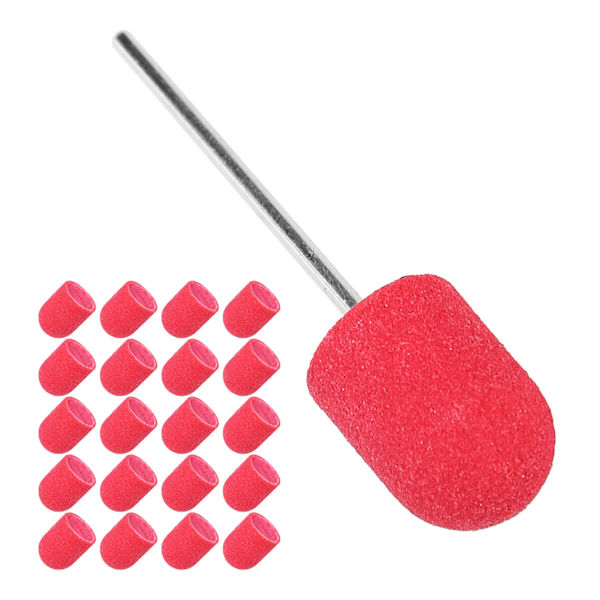 Nail Art Cap Nagelborr Polering Slipning Slipband Set (13 x 19mm)Röd