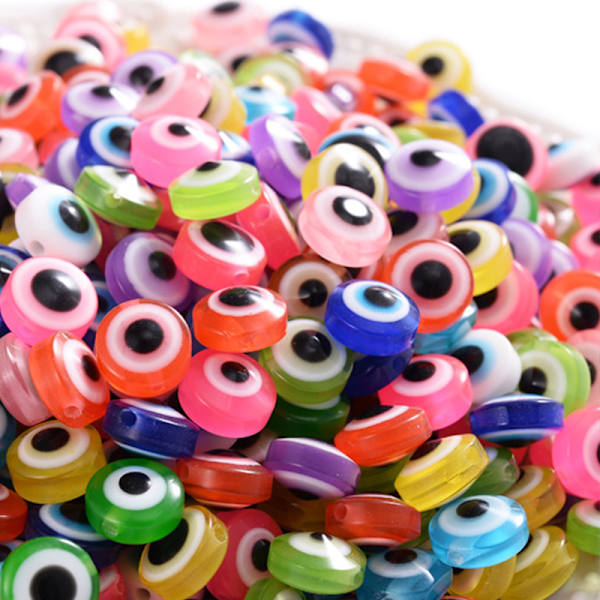 400 stk øyepærler flerfarget harpiks flate runde øyepærler DIY løse perler mellomperler for smykkefremstilling