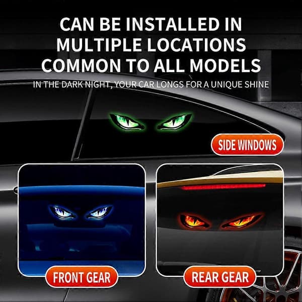 Solar Car Devil Eyes LED-lys, Trådløs Dynamisk Omgivende Bilinteriørlampe, Ingen Kabling Sugekoppinteriør for Lastebil, Bil, SUV