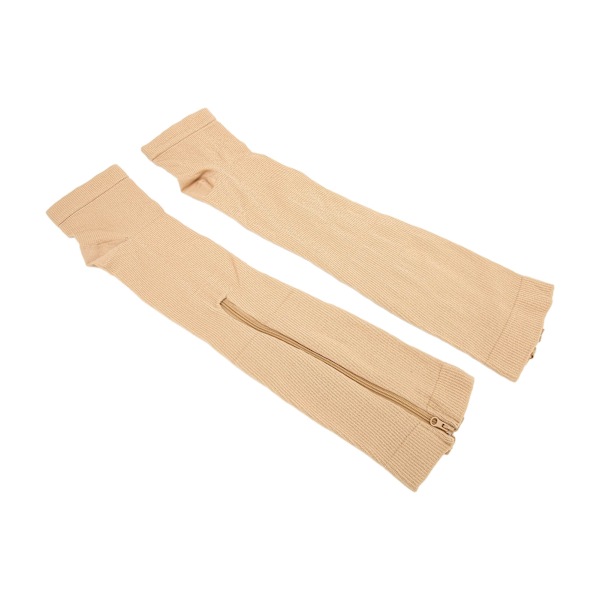 Nylon Dragkedja Design Främja blodcirkulationen Kompressionsstrumpor med öppen tåHudfärg S/M