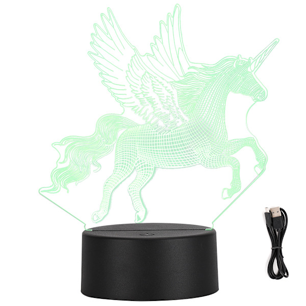 3D nattlampa enhörningstyp USB LED-lampa touch switch bordslampa present