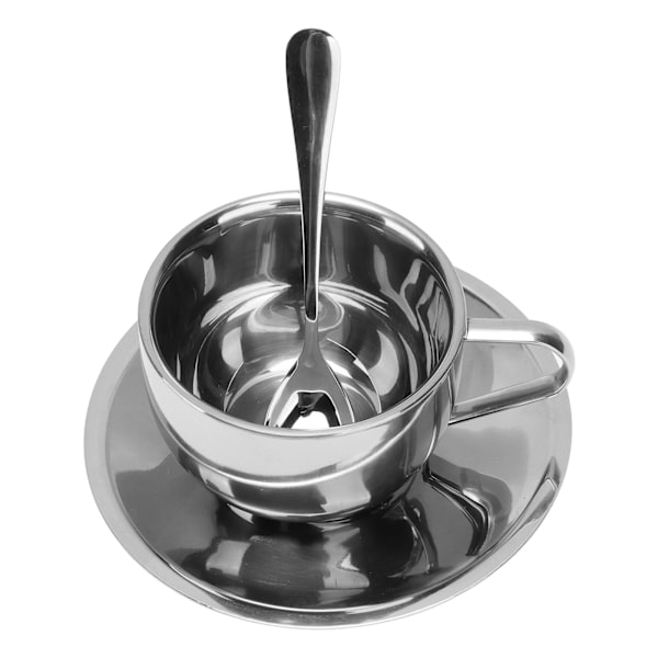 180 ml isolerad kaffekopp set 304 rostfritt stål dubbelväggiga muggar tekopp med fat sked