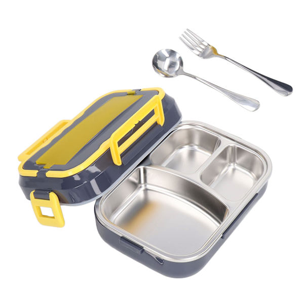 Uppvärmd lunchlåda blå 1,5 liter rostfritt stål behållare plug and play elektrisk lunchlåda för lunch resa bil EU-kontakt 220V
