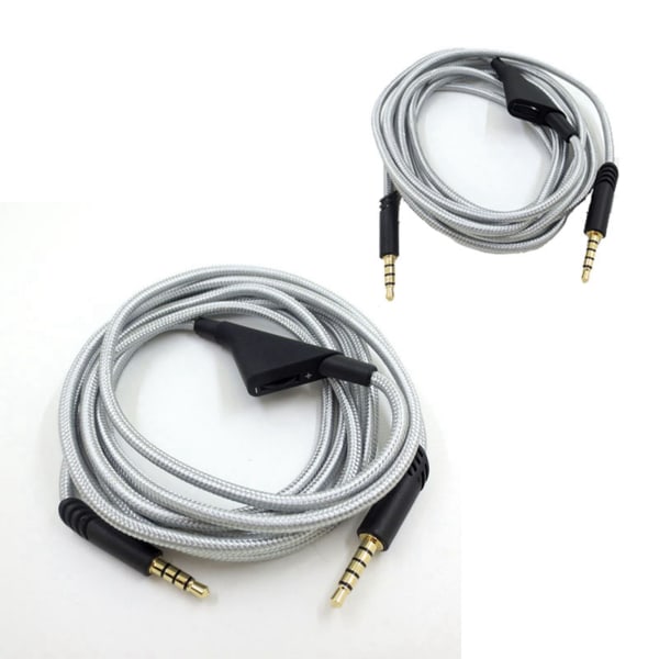 Hodetelefonkabel med volumkontroll Justerbar gaminghodesettkabel med tuningutstyr for Astro A10 A40 A30 6,6 fot sølv
