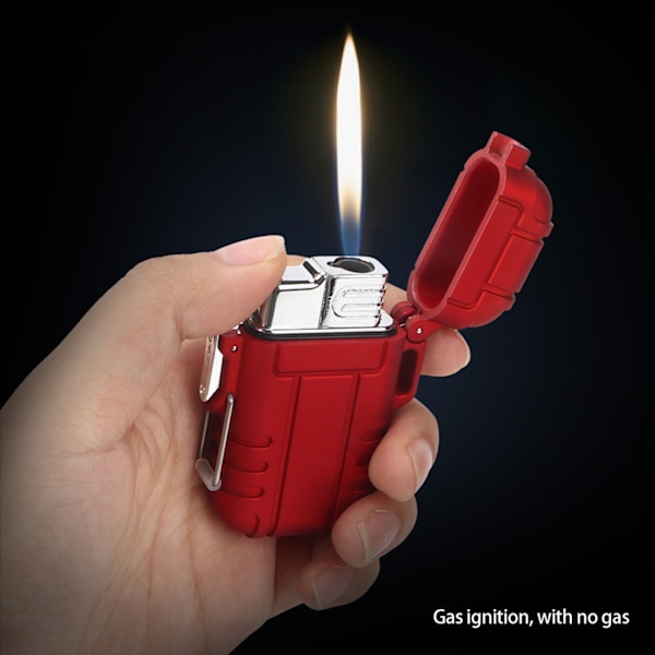 Bærbar gasslighter vanntett vindtett lighter tenner for røyker sigaretter sigar (rød)