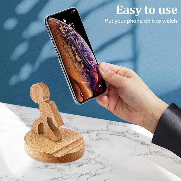 Telefonholder, bordtelefonholder i træ til Universal Smart Phone