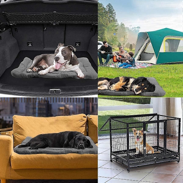 Grå 90x60cm Vandtæt og Foldbar Hundeseng, Let at Rengøre, Holdbar Oxford Stof Hundemåtte, Velegnet til Sofaer, Bure osv. Velegnet til udendørs brug
