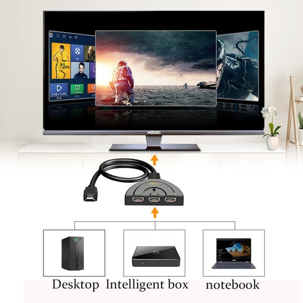 Mini 3-porters HD Multimedia Interface-splitter 4K HD Multimedia Interface-switcher HD Multimedia Interface-bryter 3 i 1 ut port hub