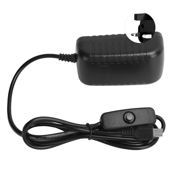 Virtalähde Raspberry Pi:lle 5V 3A kytkimellä Integroitu Micro USB -sovitin 100-240VUK-pistoke