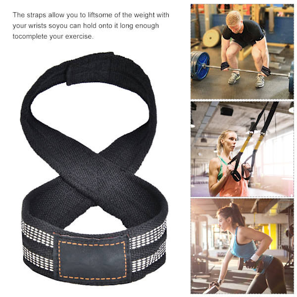 1 par Figur 8 Viktlyftsremmar Dödlyft handledsrem för pull-ups Horisontell stång Styrkelyft Gym Fitness Bodybuilding Utrustning(M)