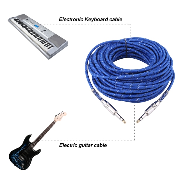 6,35 mm stereo hann-til-hann lydkabel for elektrisk gitarmikser Stereo 20 meter