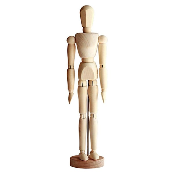 Tegnemodel i træ - Menneskelig model til tegning og maling - 13 cm kunstnerisk model med base og fleksibel krop