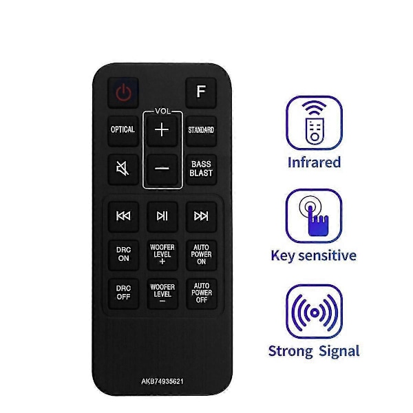 Erstatningsfjernkontroll Akb74935621 egnet for Lg Soundbar Sj2 Sj2.aeusllk Sj2.deusllk-B8