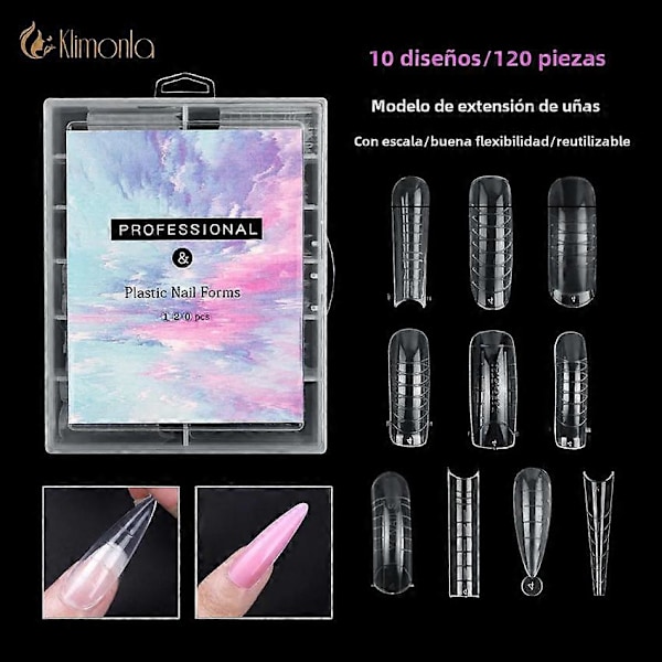120 st/set Nagelsystem Snabbväxande Gel Duplicator Former Täckt Över Nagel Förlängning Klar Plast7