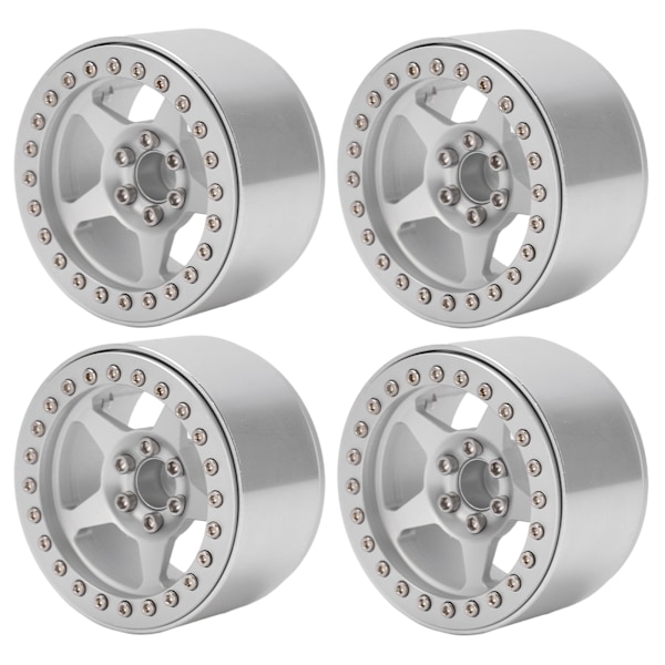 4 stk. Beadlock-hjul i aluminiumlegering med fem eiker, lette mikro-crawlerhjul til Axial For SCX10 90046 RC-bilSølv