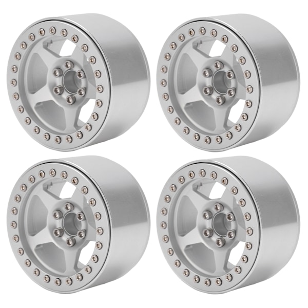 4pcs Beadlock Wheels Aluminum Alloy Five Spoke Lightweight Micro Crawler Wheels For Axial For SCX10 90046 RC CarSilver