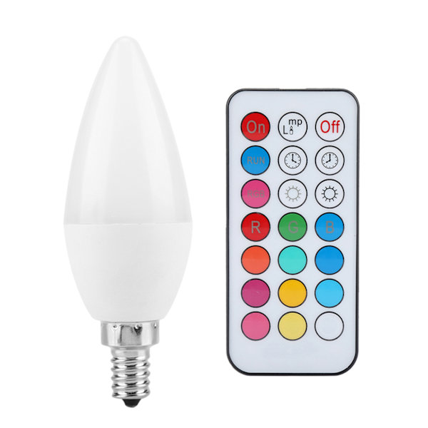 3W monivärinen LED-kynttilälamppu AC85-265V kaukosäätimellä (E12RGB+lämpimän valkoinen)