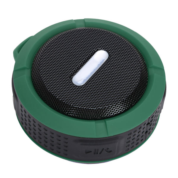 C6 Bluetooth-högtalare med sugkopp karbinhake vattentät mini-subwoofer för utomhussporter Grön
