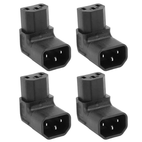 4 stk. C14 til C13 Adapter 90 Grader 2500W 2.5A til 10A 250V PVC Kobber IEC Strømadapter til UPS PDU UPS Computer