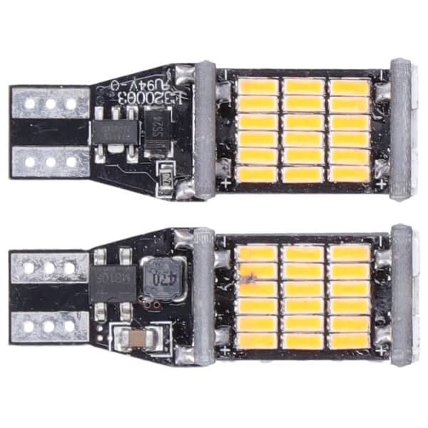 2 stk. Bil LED Pære Baklys Parkeringslys Reparation Vedligeholdelse Autokomponent til T15 W16W Model Gult Lys