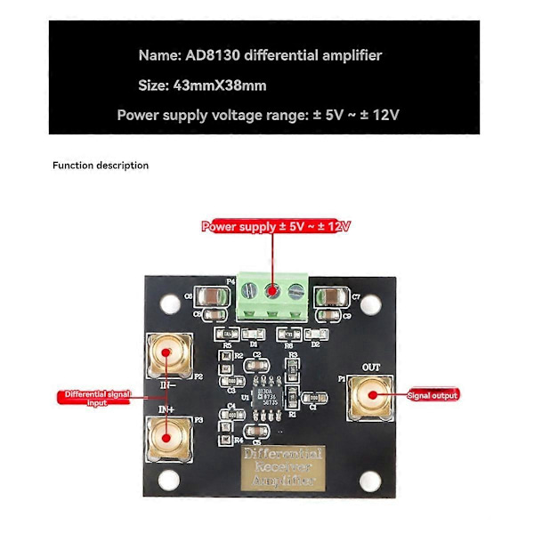 AD8130 Differensiell mottakerforsterkerkortmodul, single-ended modus