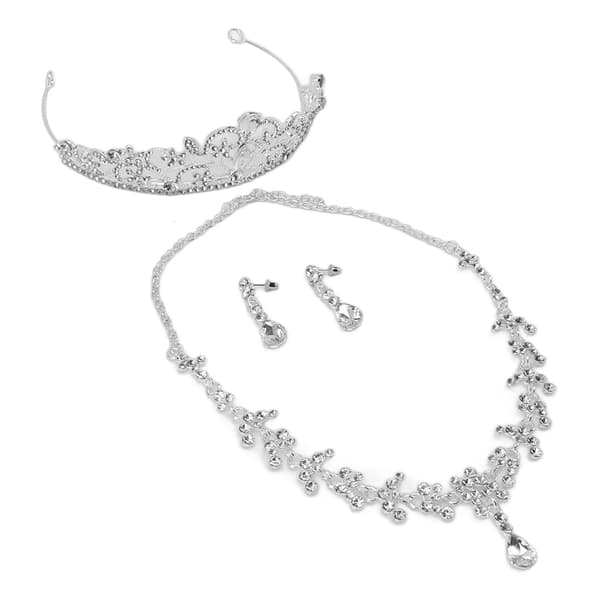 Bröllopskrona Smyckesset Strass Silverfärg Legering Allergivänligt Halsband Kronset