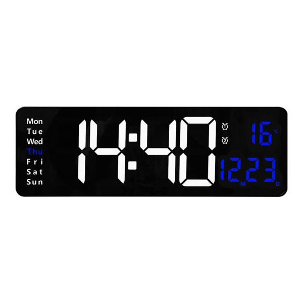 Stor skärm Funktion Display Klocka Vardagsrum Vägghängande klocka LED Display Fjärrkontrollklocka