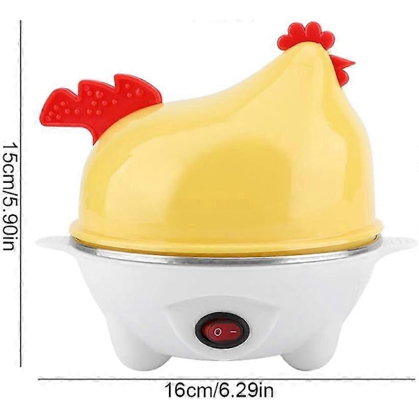 Äggkokare, matlagningsapparat för 1-6 ägg, multifunktionell köksredskap som present, äggkokare med ångplatta i rostfritt stål 220V (15 * 16cm)