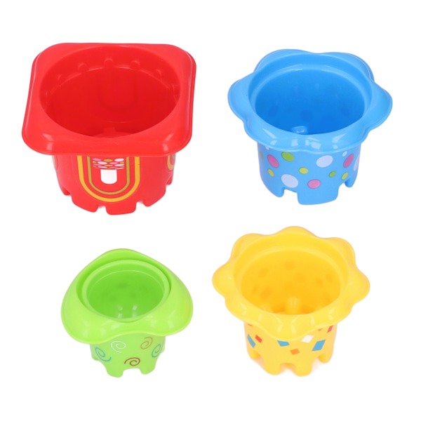 Barn Stapelkoppar Baby Strand Söt Cartoon Slott Färgglada Stapelbara Nesting Cup Badleksak Present 6 Månader