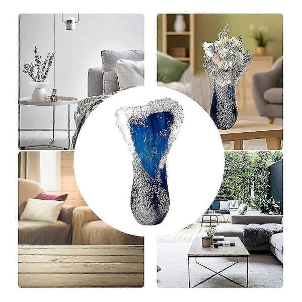 Havbølge Vase, Bølget Vase Resin Blå Bølget Vase kompatibel med Kontor Stue Dekorationer Kaffebar Indretning
