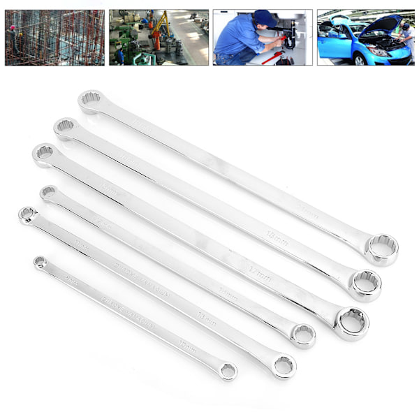 6 stk/sett Dodecagon Box End Wrench 45 # Stål Forlenge Dobbelthode Pentalobe Spanner Auto Repair 8-21mm