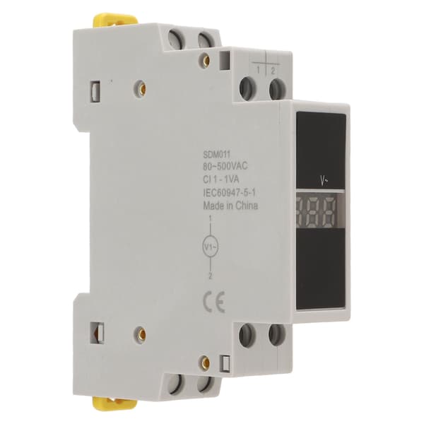 Enfaset spenningsmåler digitalt display ABS-hus Mini modulær voltmeter for elektriker AC80V-500V