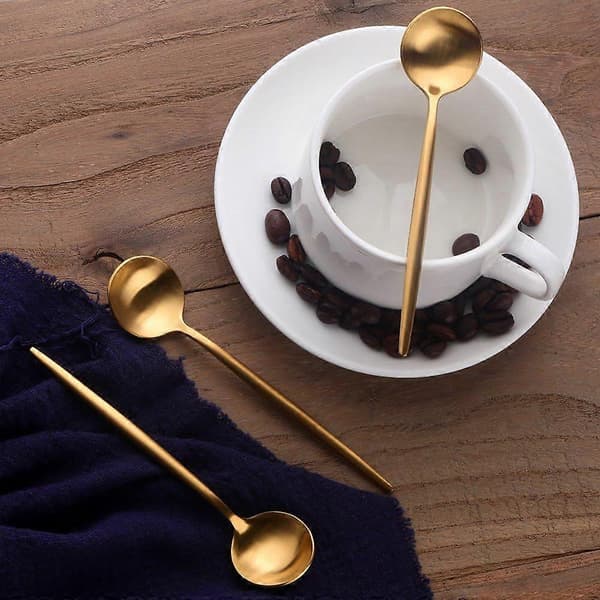 12 moderne espressoskeer i rustfrit stål, 5 tommer genanvendelig teske