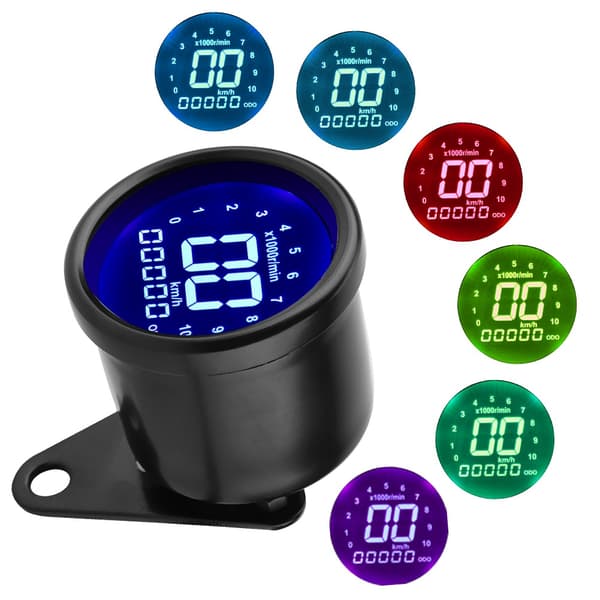 Universal Motorcykel LCD Display Instrument Speedometer Odometer Tachometer Måler