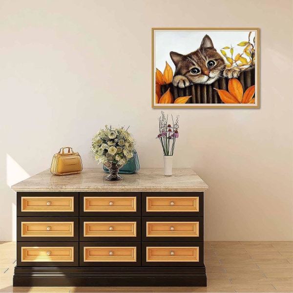 Wildlife Diamond Painting Kit - Tiger och Cat Design för vuxna och barn, komplett DIY Rhinestone Korsstygn Kristallkonst väggdekoration