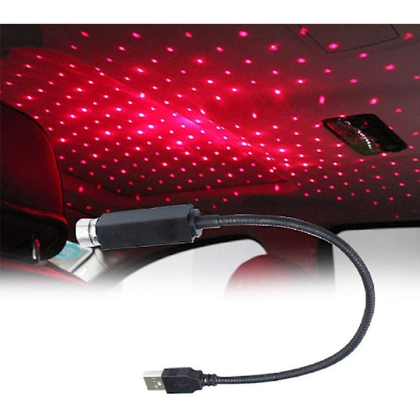 LED Bil Loft Projektor Lampe Stjerne Natlys Indvendig Atmosfære Galaxy Lampe Dekoration Lys USB Stik rød