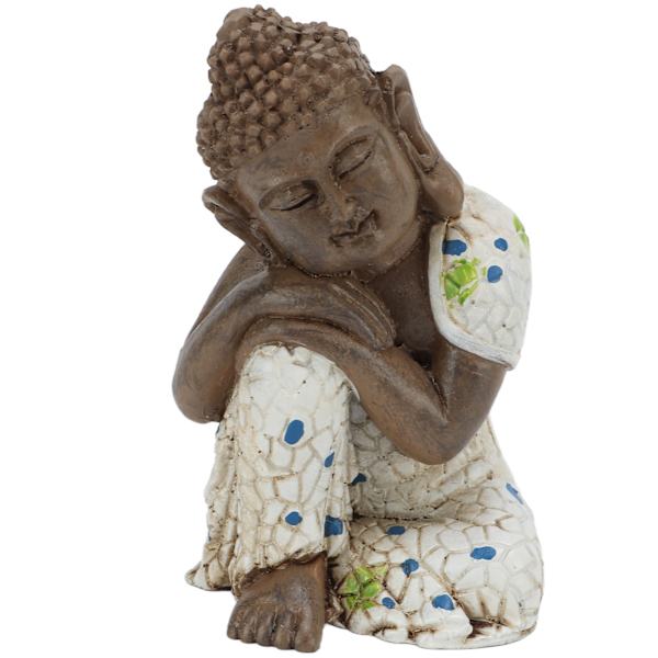 Zen-statue i harpiksmateriale - nem at rengøre - afslappende - vandtæt - sovende Buddha-dekorationer til hjemmet